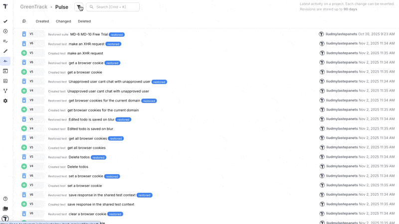 Testomat.io - Pulse Activity Tabs